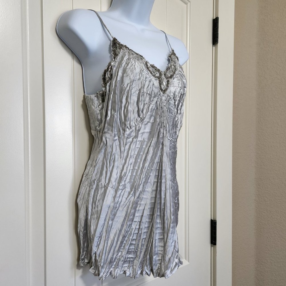 Silver Gray and Rhinestones Boho Top